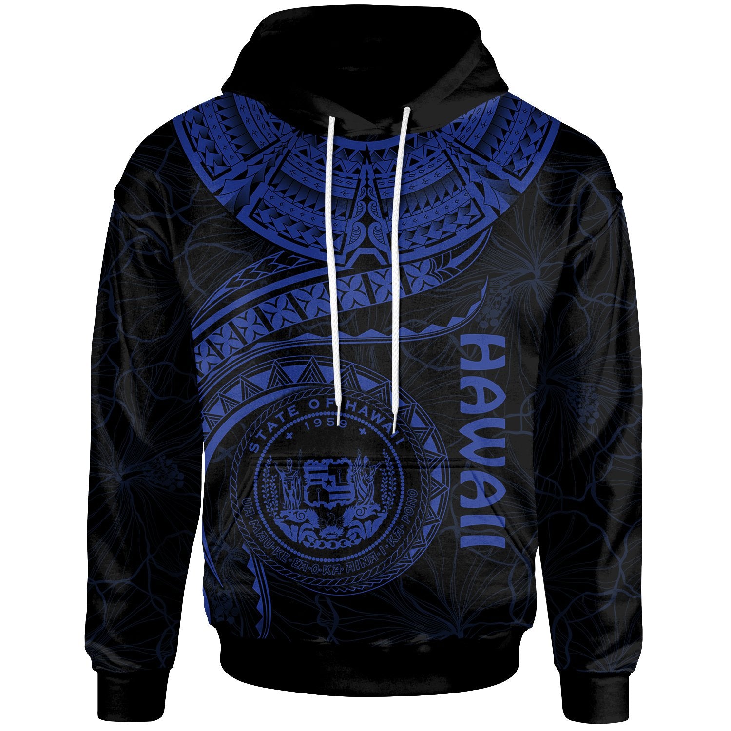 Polynesian Hawaii Hoodiean Waves (Blue) Unisex Blue - Polynesian Pride