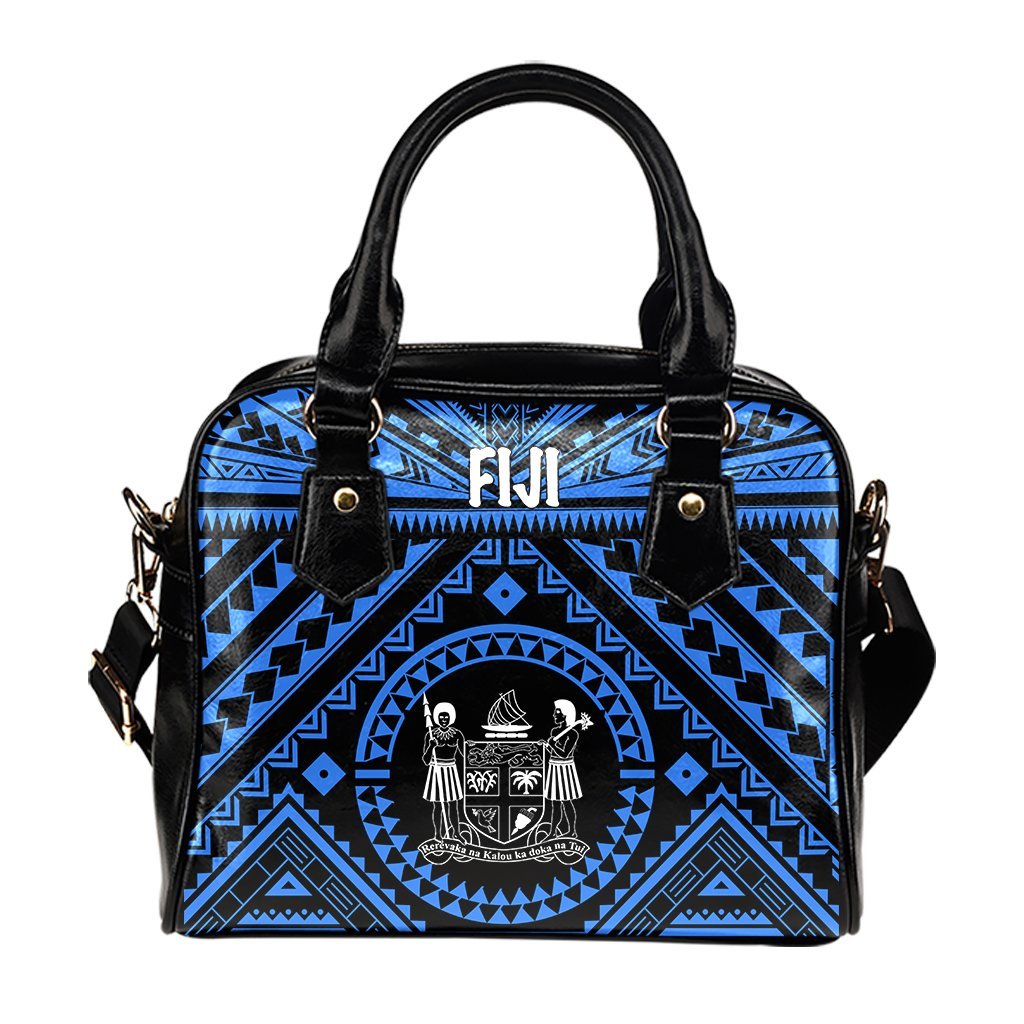 Fiji Shoulder Handbag - Fiji Seal With Polynesian Tattoo Style (Blue) One Size Blue - Polynesian Pride