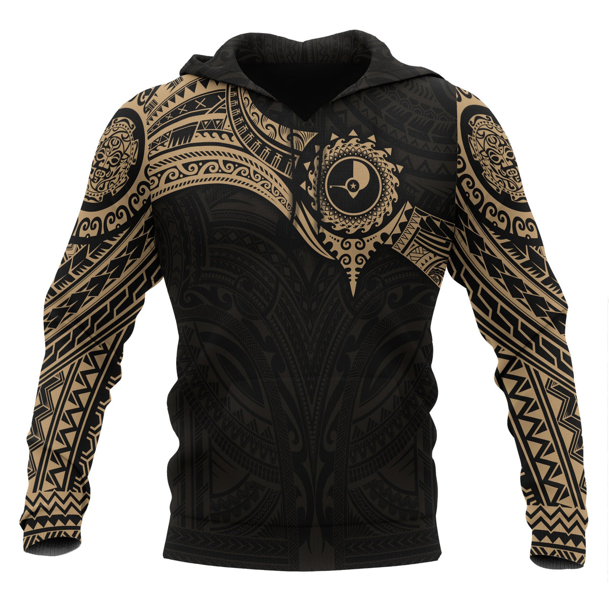 Yap Micronesian Hoodie Gold Heart Shield Unisex GOLD - Polynesian Pride