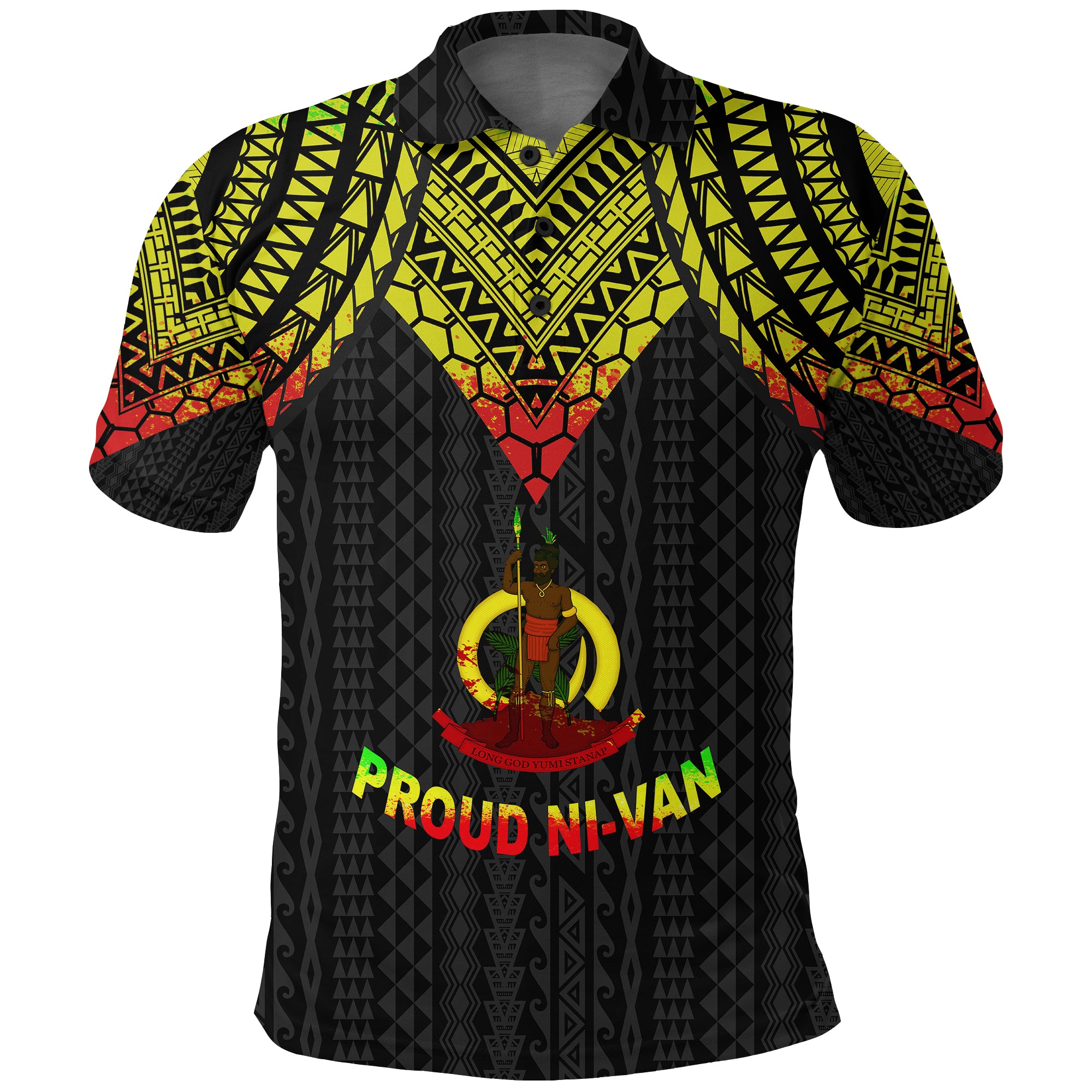 (Proud Ni Van) Vanuatu Polo Shirt Polynesian Armor Style Reagge LT12 Unisex Reggae - Polynesian Pride