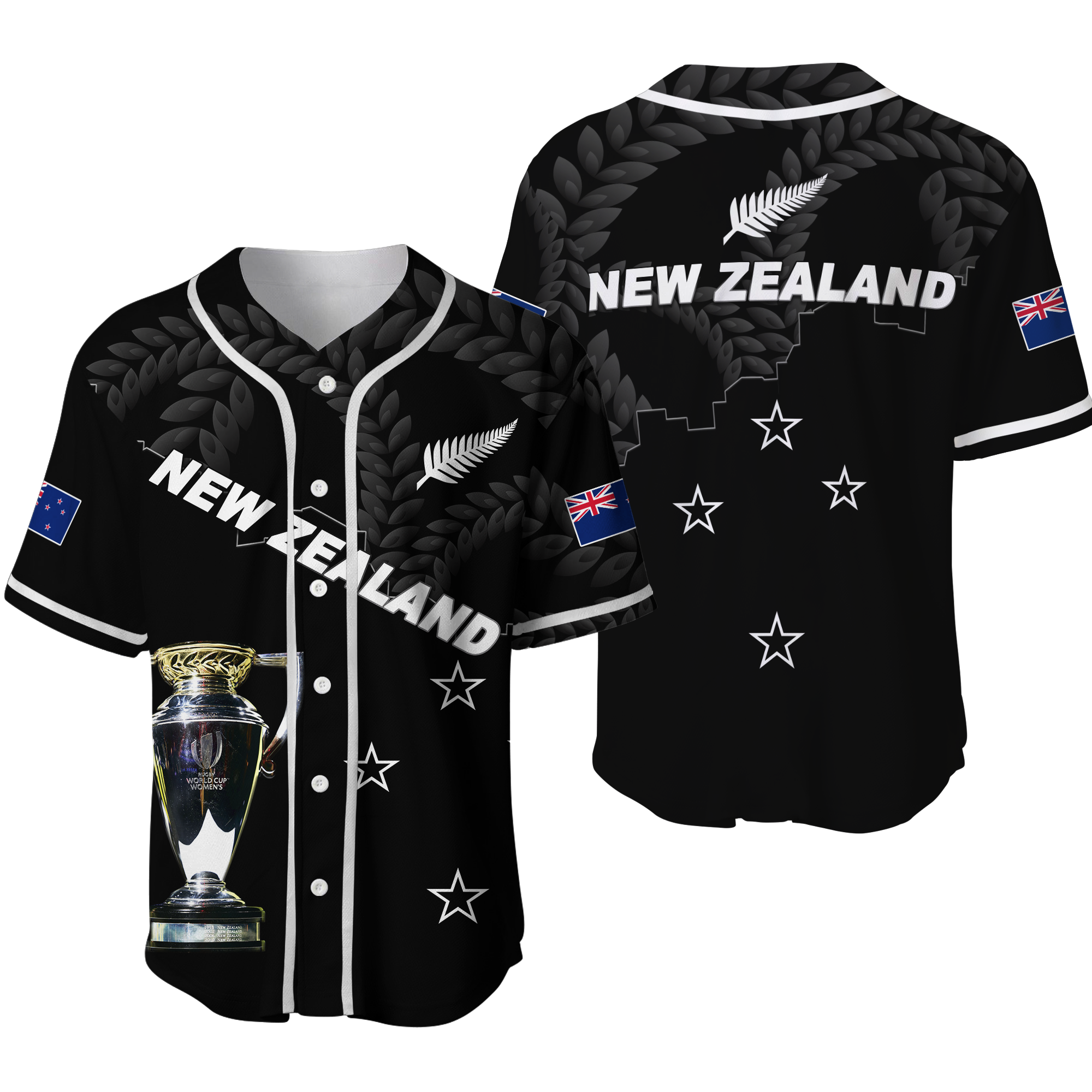 New Zealand Champions Rugby 2022 Baseball Jersey - LT12 Unisex Black - Polynesian Pride