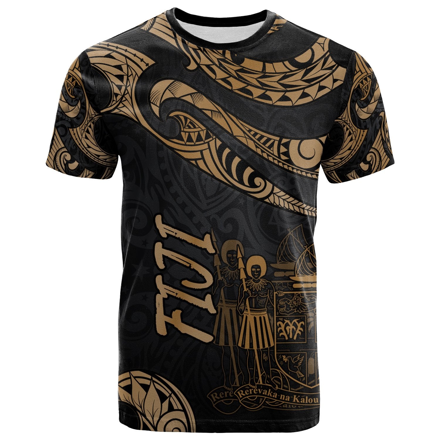 Fiji Polynesian T Shirt Polynesian Tattoo Gold Version Unisex Art - Polynesian Pride