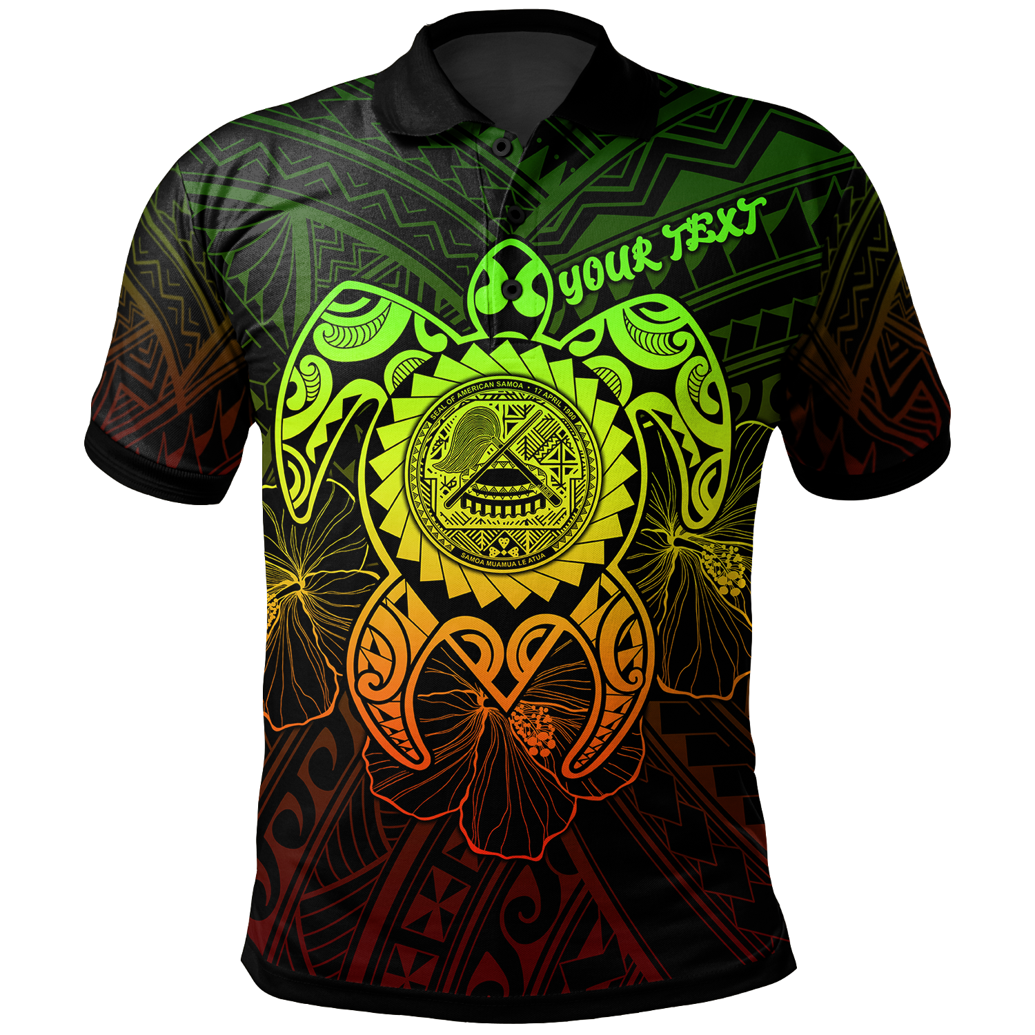 American Samoa Polynesian Custom Polo Shirt Vintage Polynesian Turtle (Reggae) Unisex Reggae - Polynesian Pride