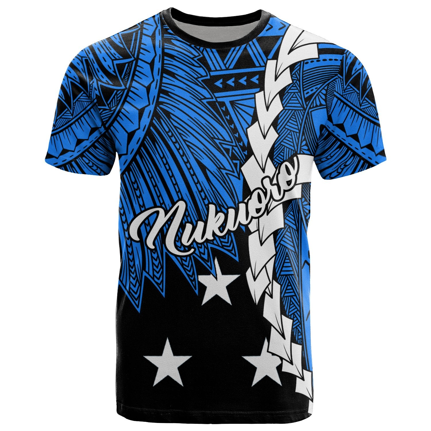 Pohnpei Nukuoro Micronesia T Shirt Tribal Wave Tattoo Unisex Blue - Polynesian Pride