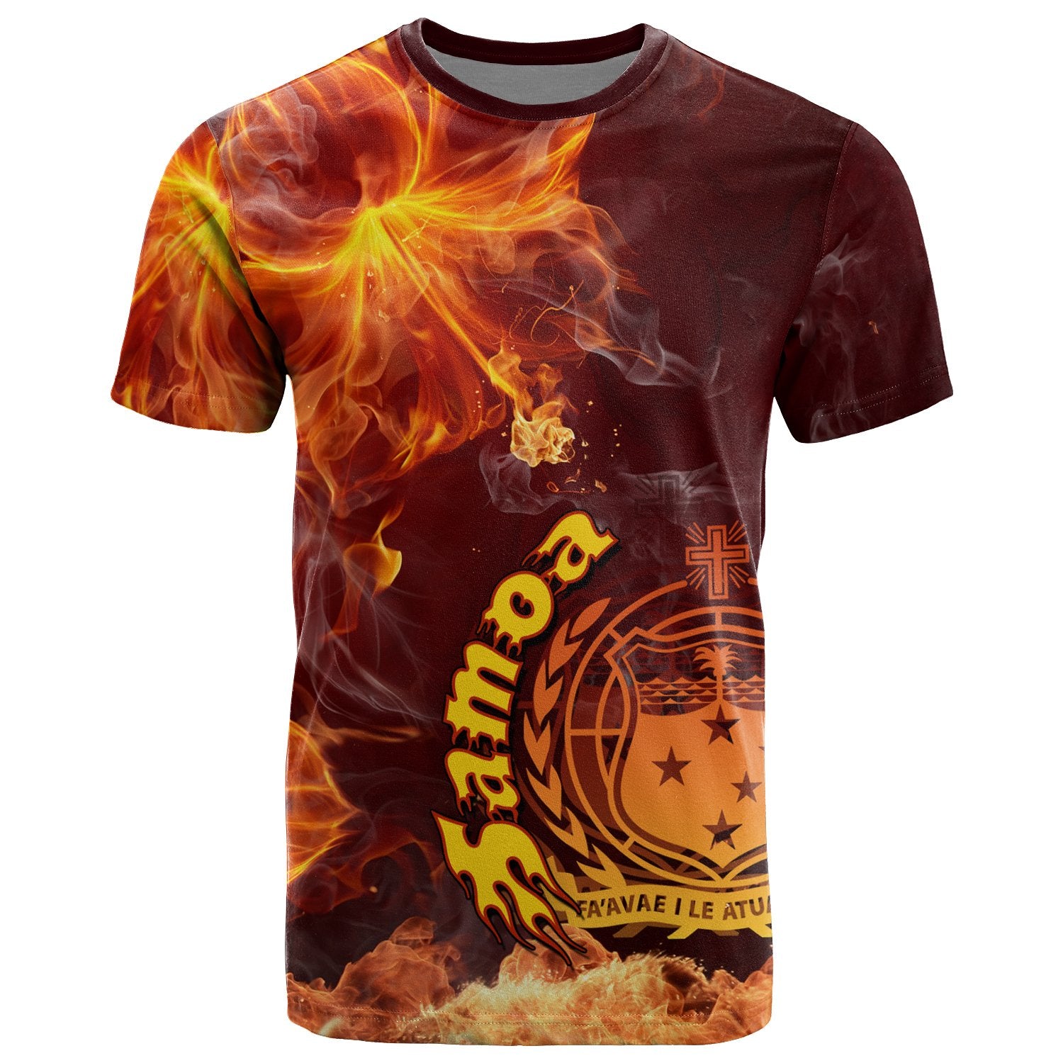 Samoa Polynesian T Shirt Fire Hibiscus Unisex Red - Polynesian Pride