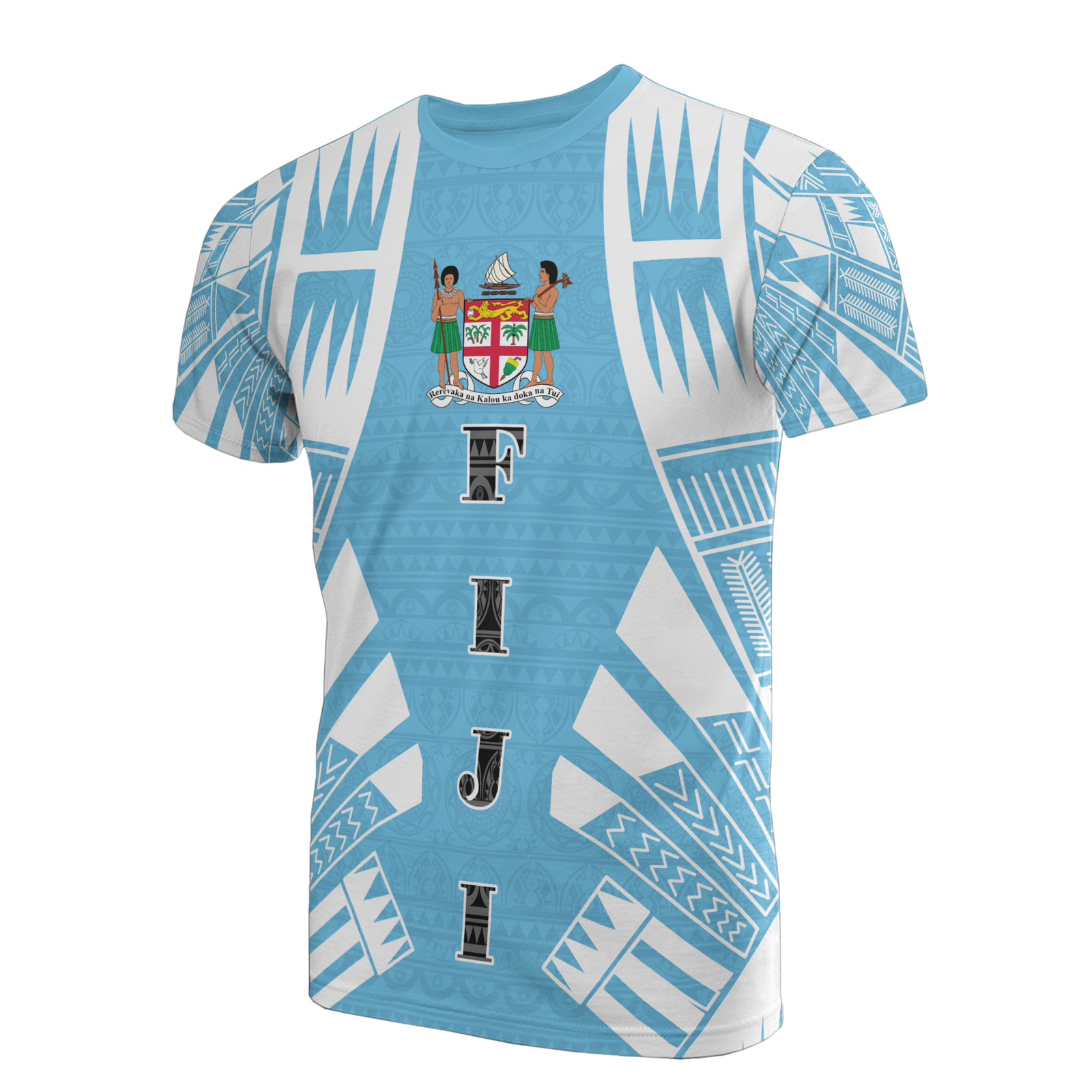 Fiji T Shirt Fijian Coat of Arms Polynesian Tattoo Light Blue Style Unisex SkyBlue - Polynesian Pride