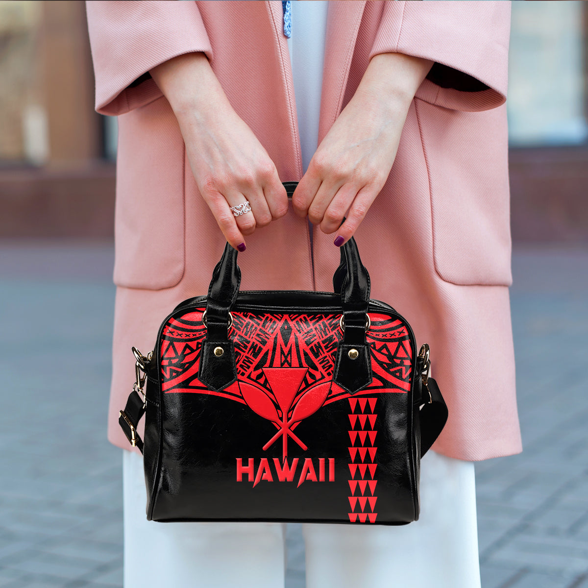 Hawaii Polynesian Red Tribal Shoulder Handbag - LT12 - Polynesian Pride