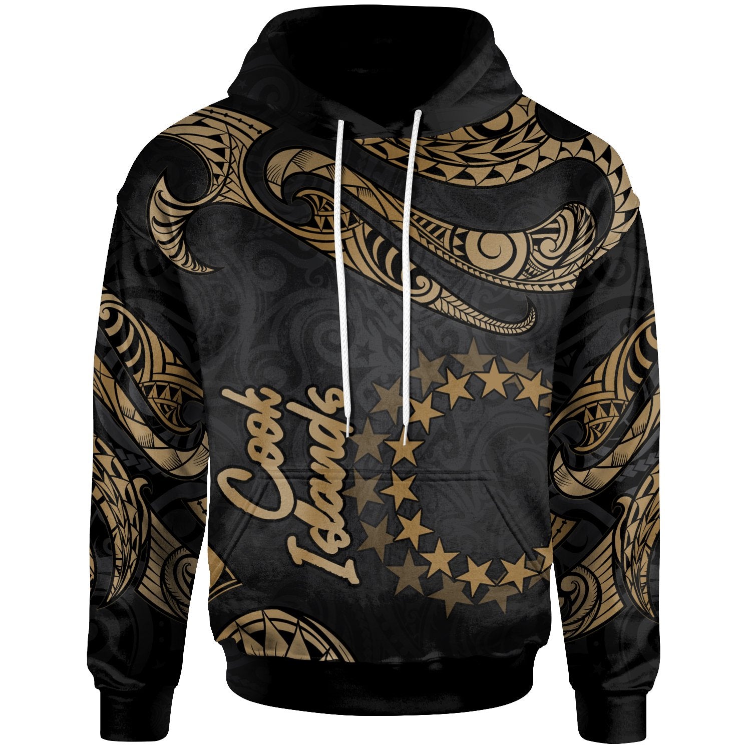 Cook Islands Hoodie Polynesian Tattoo Gold Version Unisex Gold - Polynesian Pride