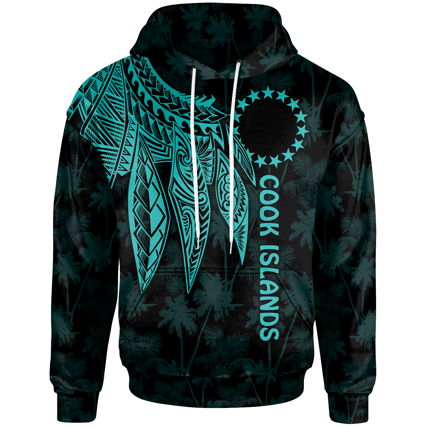 Cook Islands Hoodie Polynesian Wings (Turquoise) Unisex Turquoise - Polynesian Pride