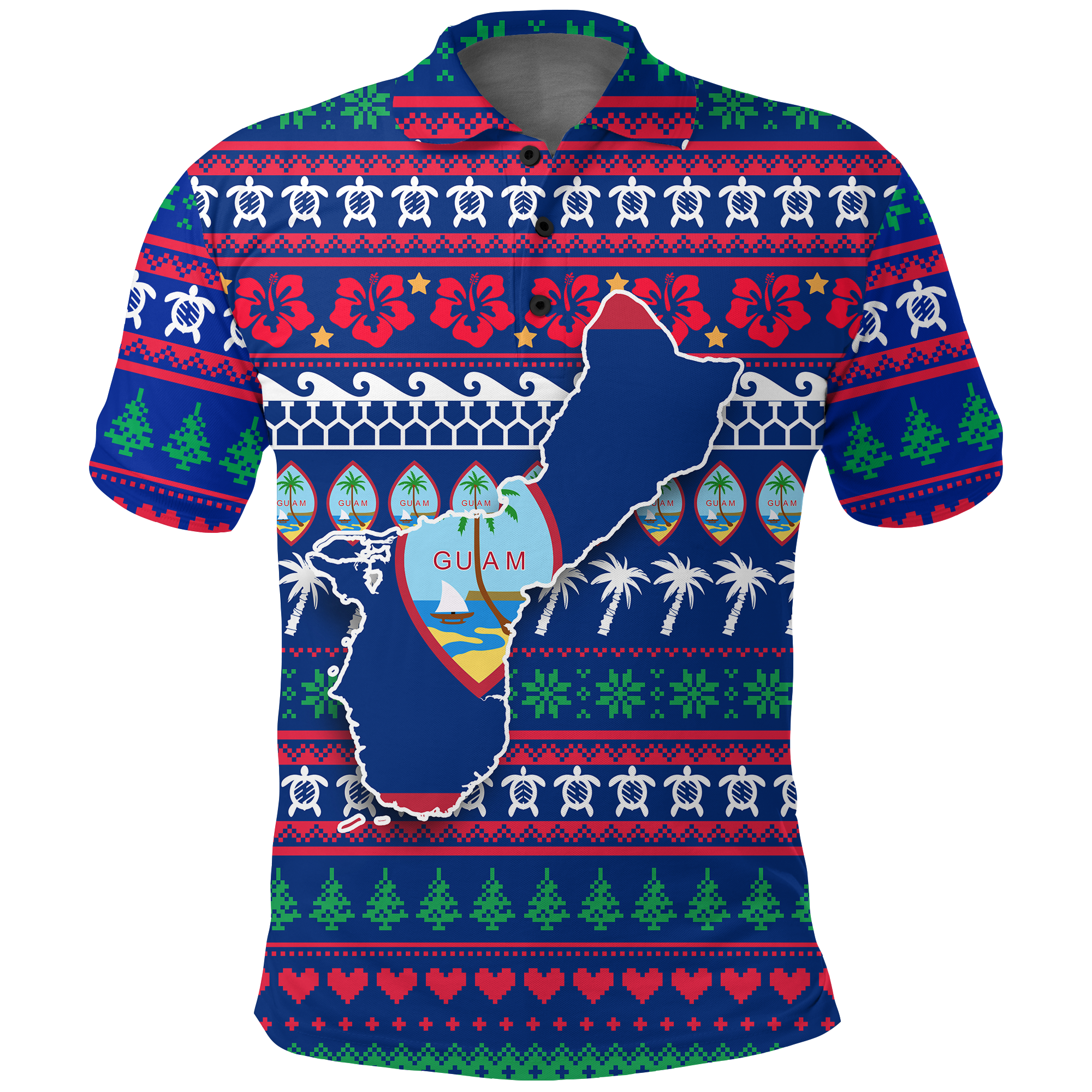 Guam Christmas Polo Shirt Ugly Christmas LT12 Unisex Blue - Polynesian Pride