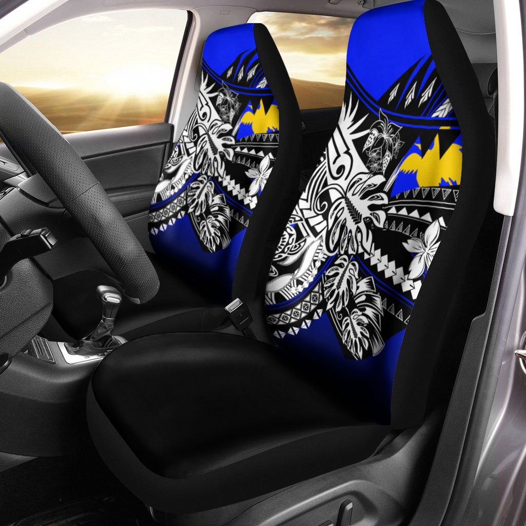 Papua New Guinea Car Seat Cover - The Flow OF Ocean Blue Color Universal Fit Blue - Polynesian Pride