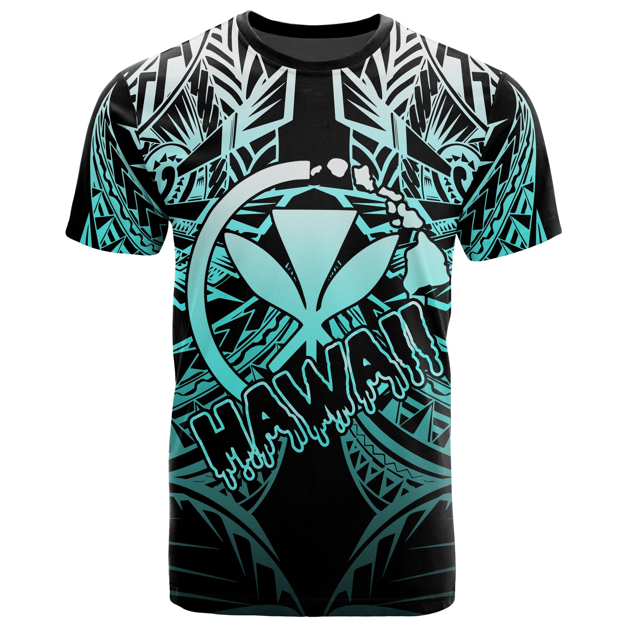 Hawaii Polynesian T Shirt Blue Tribal Pattern Unisex Blue - Polynesian Pride