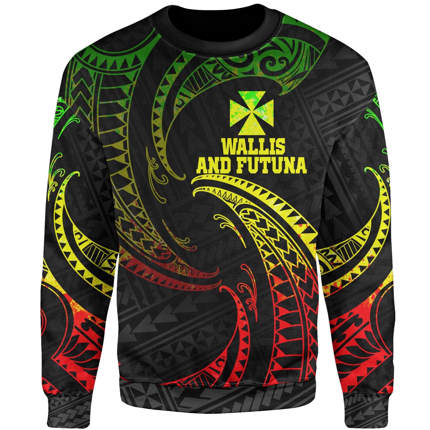 Wallis And Futuna Polynesian Sweater - Reggae Tribal Wave Unisex Reggae - Polynesian Pride