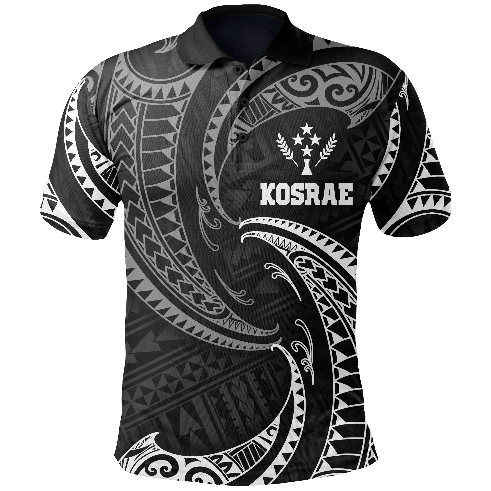 Kosrae Micronesia Polo Shirt White Tribal Wave Unisex White - Polynesian Pride