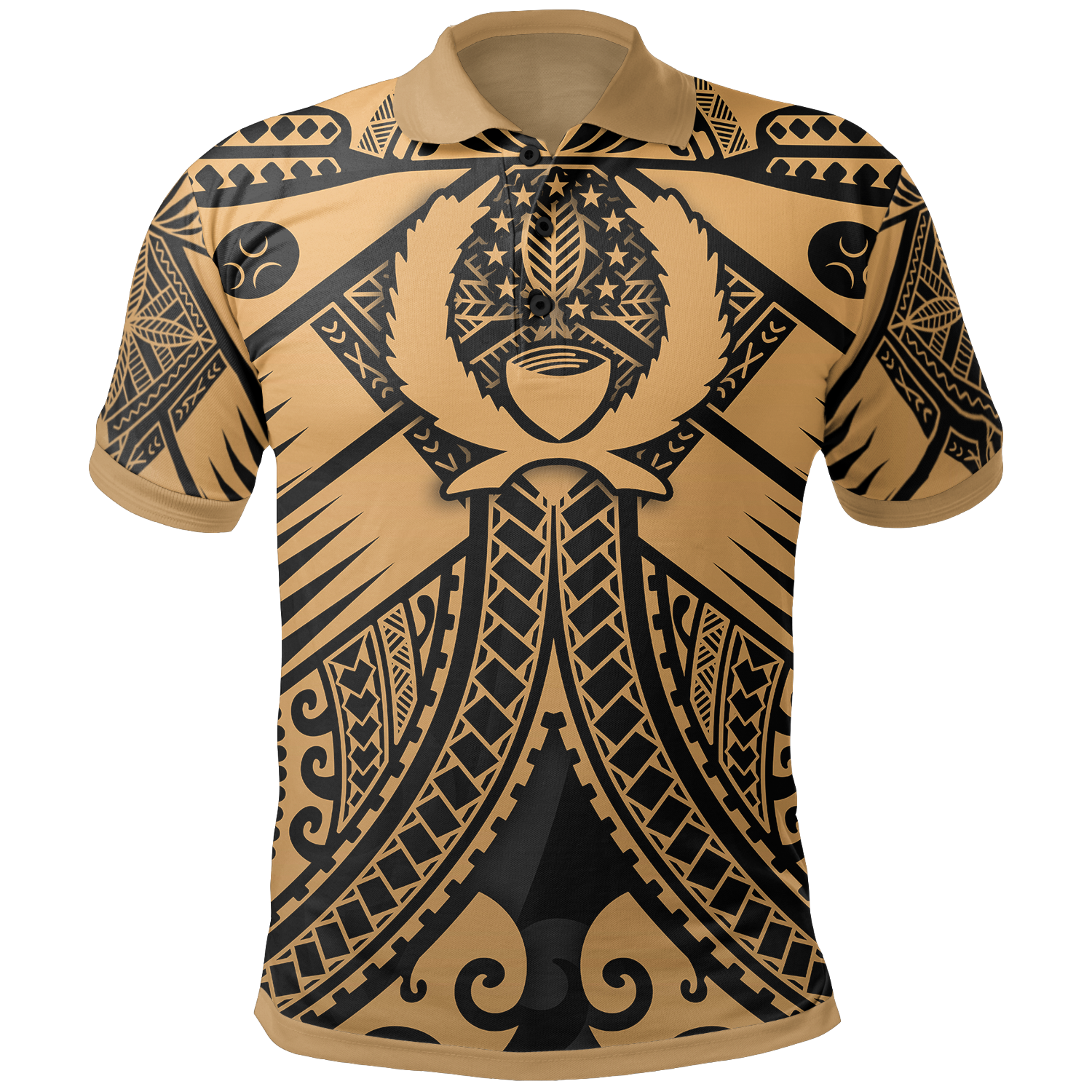 Pohnpei Polo Shirt Gold Seal with Polynesian Tattoo Unisex Gold - Polynesian Pride