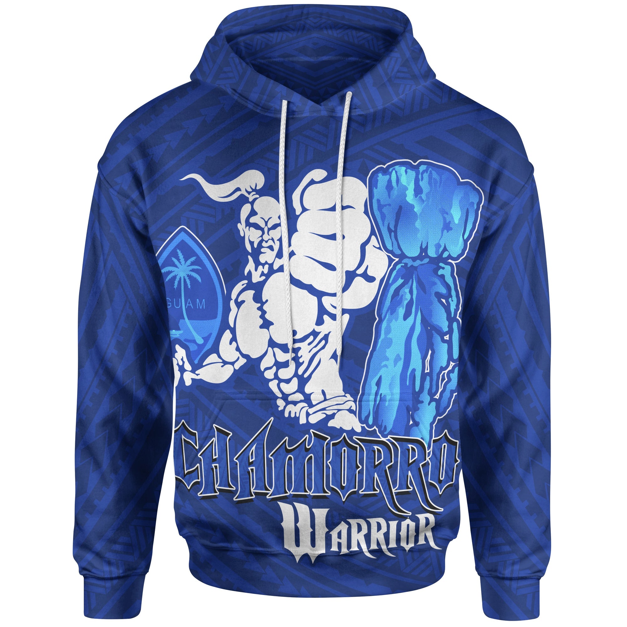 Guam Hoodie Chamorro Warrior Unisex Blue - Polynesian Pride