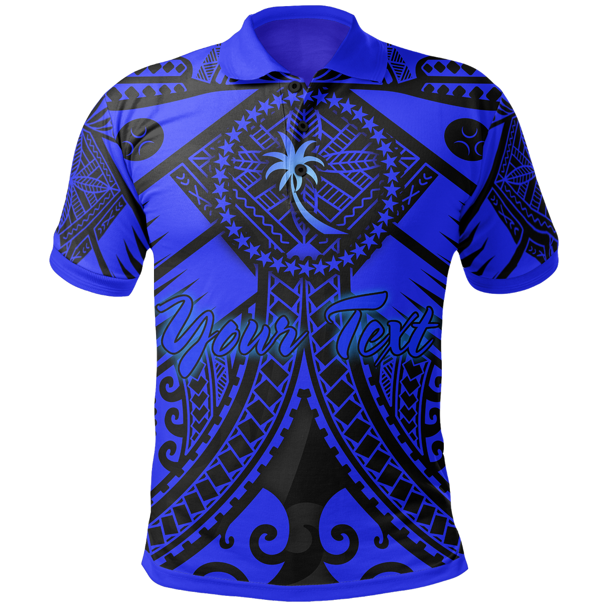 Chuuk Custom Polo Shirt Blue Seal with Polynesian Tattoo Unisex Blue - Polynesian Pride