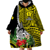 New Caledonia Polynesian Coat Of Arms Mix Tropical Flowers Wearable Blanket Hoodie LT14 - Polynesian Pride