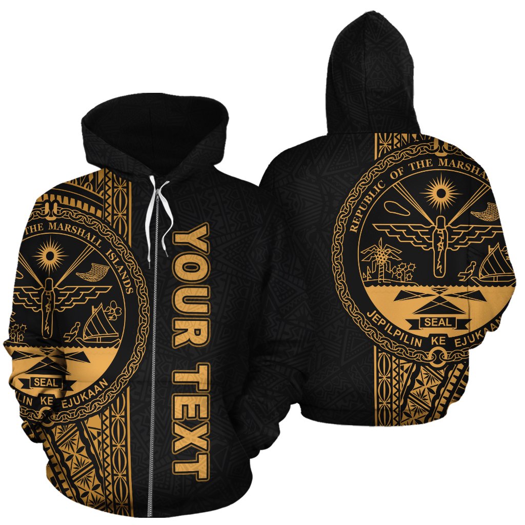 Marshall Islands Polynesian Custom Zip up Hoodie Yellow Line Unisex Yellow - Polynesian Pride