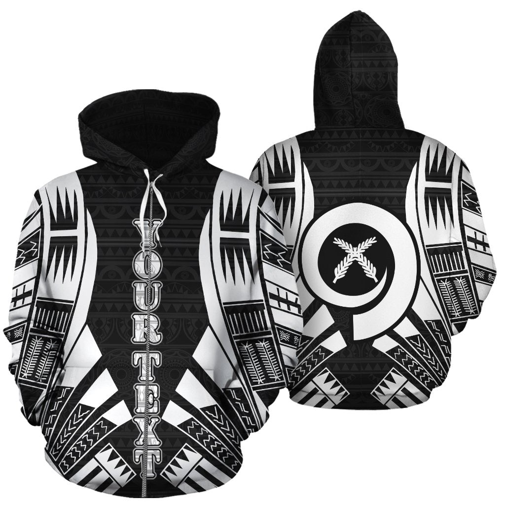 Vanuatu Polynesian Custom Zip up Hoodie Black Tattoo Unisex Black - Polynesian Pride