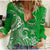 (Custom Personalised) Rarotonga Cook Islands Polynesian Turtle Art Women Casual Shirt LT14 Female Green - Polynesian Pride