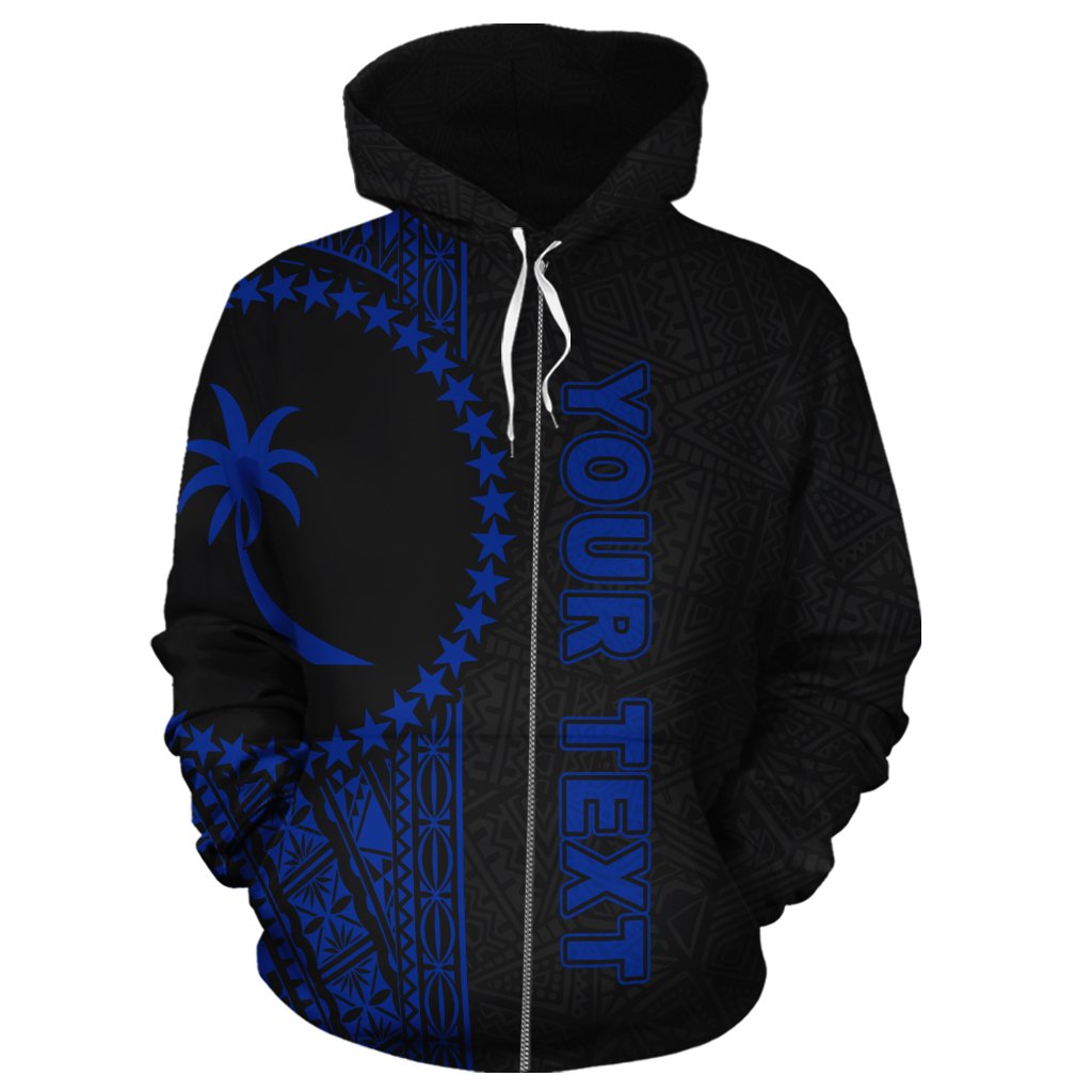 Chuuk Polynesian Custom Zip up Hoodie Blue Line - Polynesian Pride