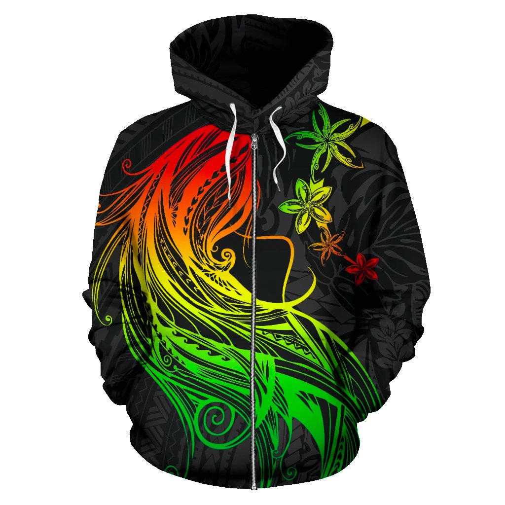 Polynesian Hawaii Zip up Hoodie Kanaka Maoli Girl Hair Plumeria - Polynesian Pride