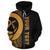 Vanuatu Polynesian Custom Zip up Hoodie Gold Line - Polynesian Pride