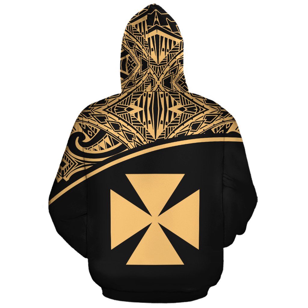 Wallis and Futuna Polynesian Custom Zip up Hoodie Yellow Curve - Polynesian Pride
