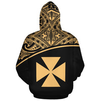 Wallis and Futuna Polynesian Custom Zip up Hoodie Yellow Curve - Polynesian Pride