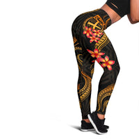 Fiji Polynesian Women Legging - Gold Plumeria - Polynesian Pride