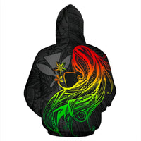 Polynesian Hawaii Zip up Hoodie Kanaka Maoli Girl Hair Plumeria - Polynesian Pride