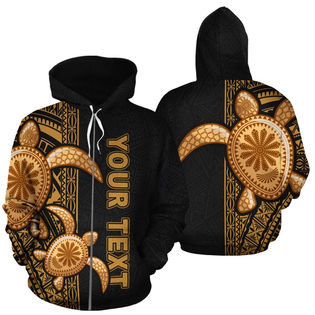 Turtle Polynesian Custom Zip up Hoodie Yellow Line Unisex Yellow - Polynesian Pride