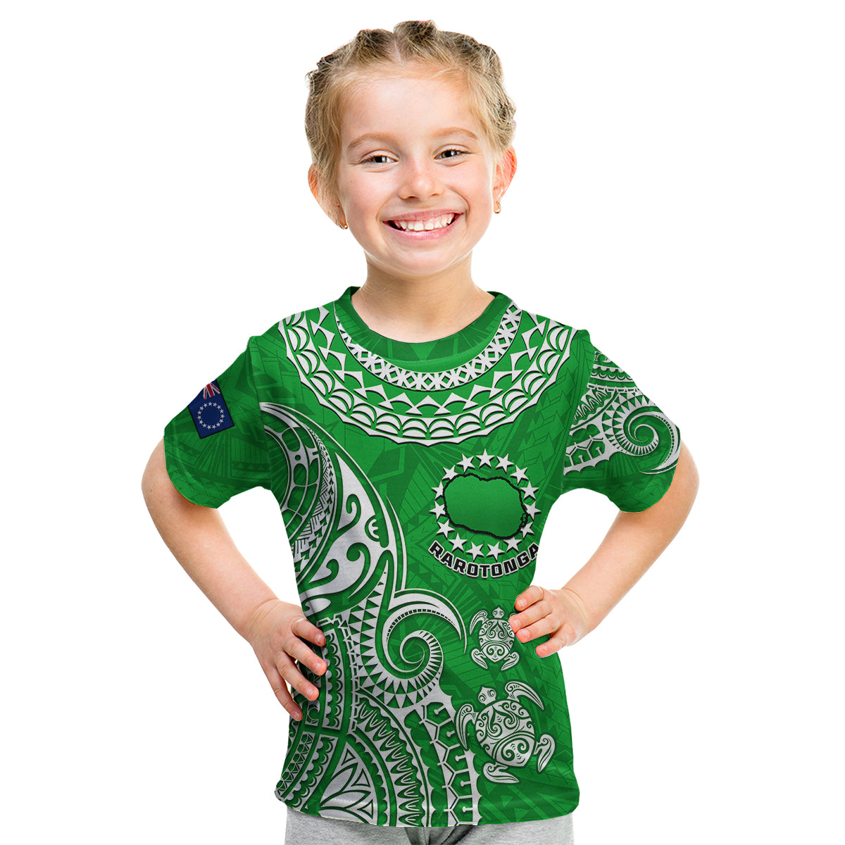 (Custom Personalised) Rarotonga Cook Islands Polynesian Turtle Art Kid T Shirt LT14 Youth XL Size14 - Polynesian Pride