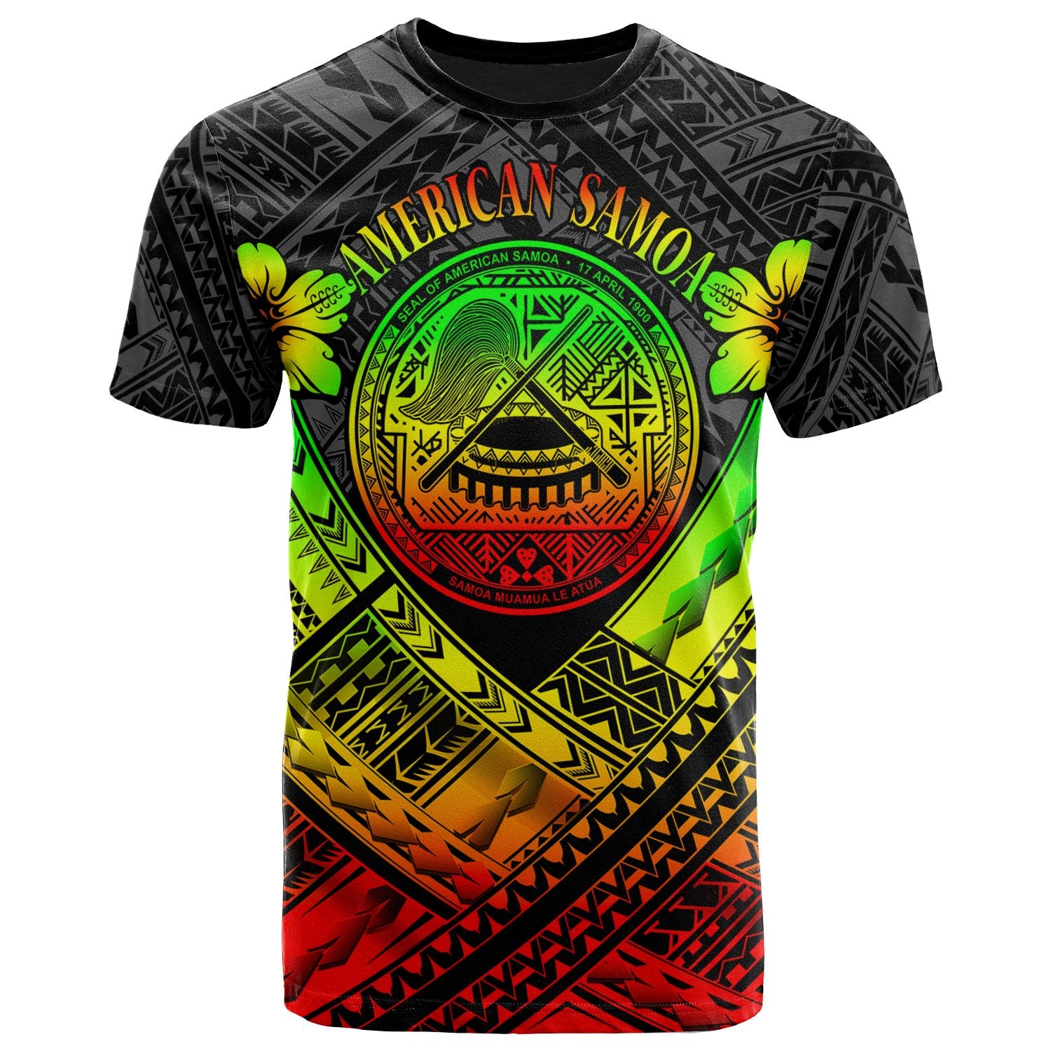 American Samoa T Shirt AS Reggae Seal Polynesian Patterns Unisex Blue - Polynesian Pride