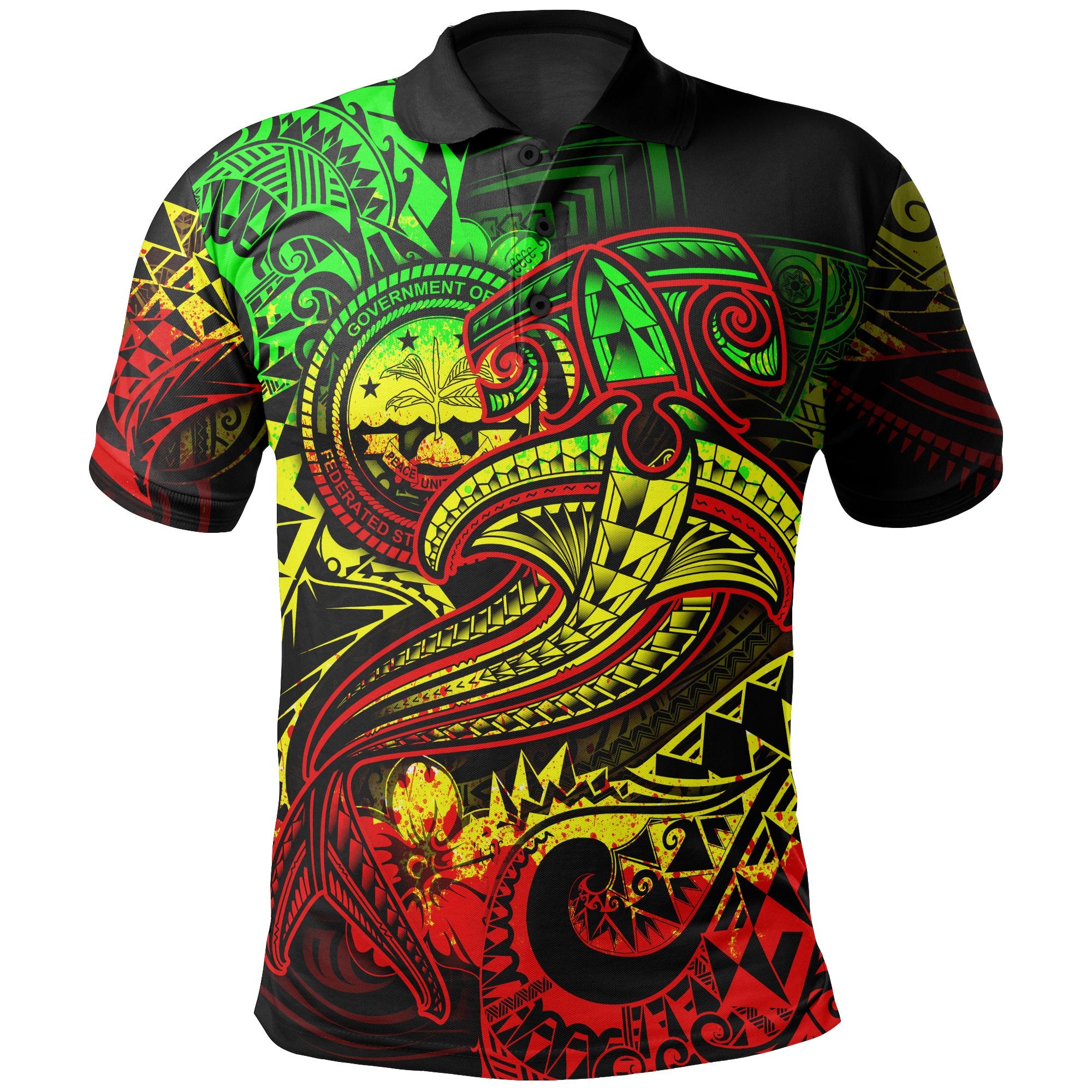 FSM Polo Shirt Reggae Shark Polynesian Tattoo Unisex Reggae - Polynesian Pride