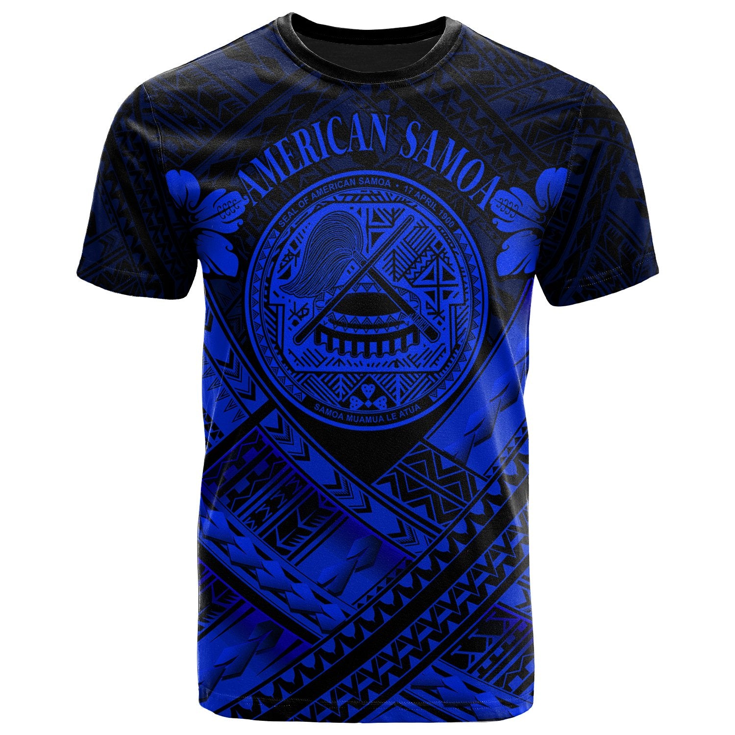 American Samoa T Shirt AS Blue Seal Polynesian Patterns Unisex Blue - Polynesian Pride