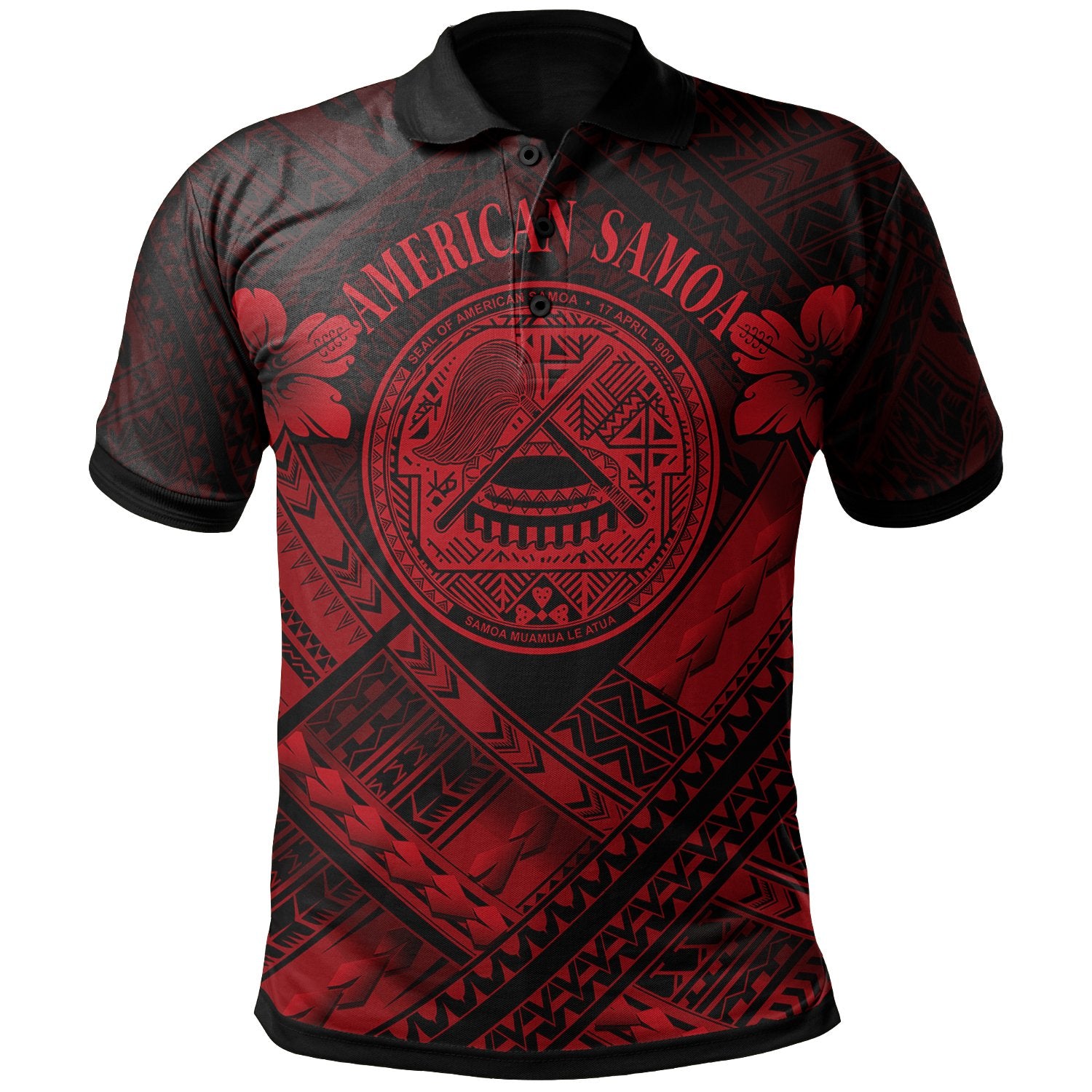 American Samoa Polo Shirt AS Red Seal Polynesian Patterns Unisex Red - Polynesian Pride