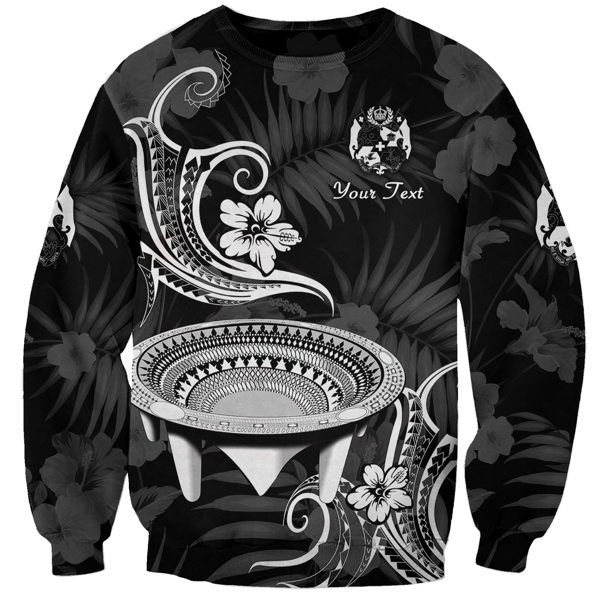 (Custom Personalised) Tonga Kumete Kava Bowl Sila Vibes - Black Sweatshirt LT8 Unisex Black - Polynesian Pride