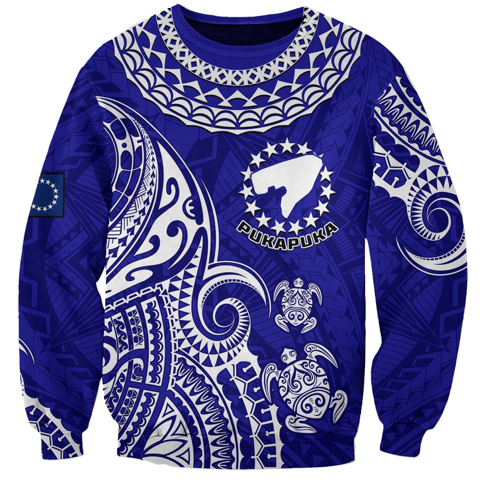 (Custom Personalised) Pukapuka Cook Islands Polynesian Turtle Art Sweatshirt LT14 Unisex Blue - Polynesian Pride