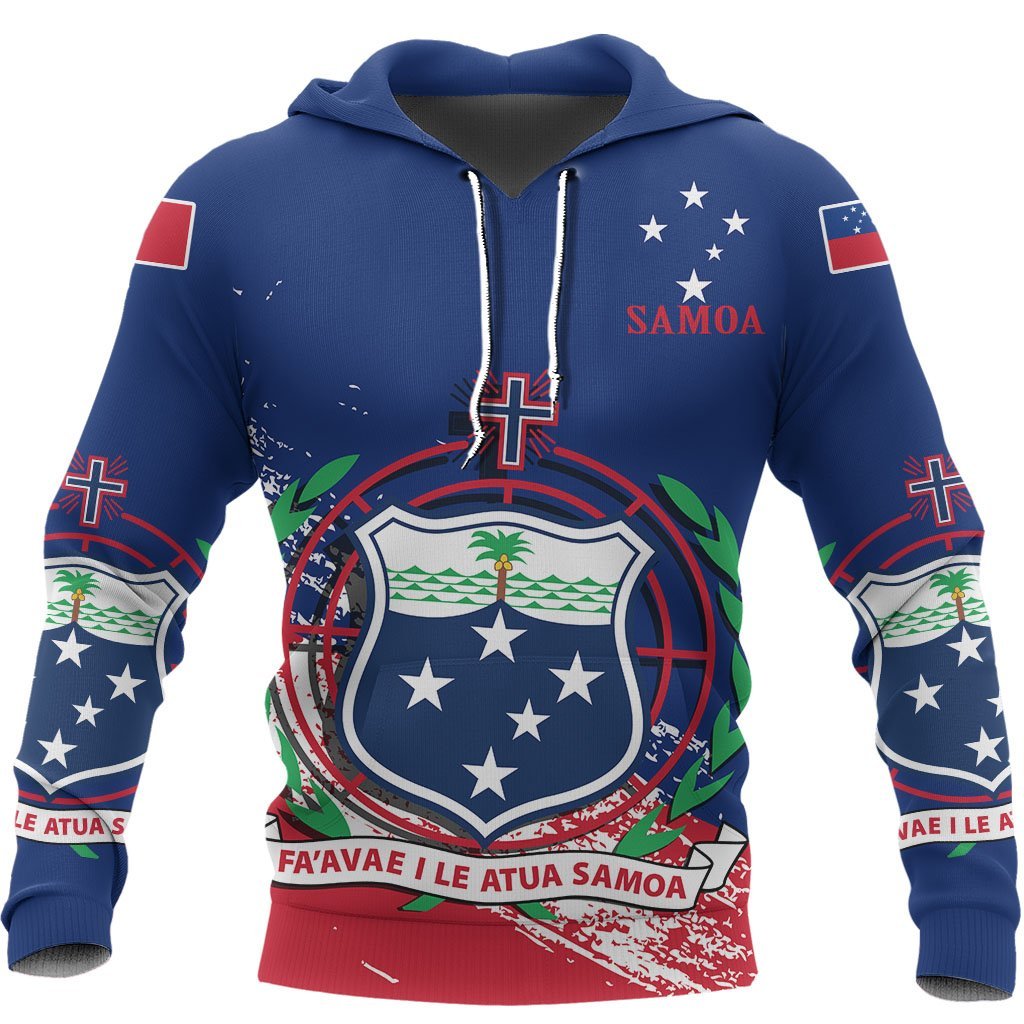 Samoa Hoodie Samoa Flag Coat of Arms SpecialA7 Unisex Blue - Polynesian Pride