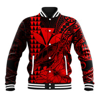 Kakau Polynesian Tribal Hawaiian Turtle with Kanaka Maoli Red Baseball Jacket LT9 Unisex Red - Polynesian Pride