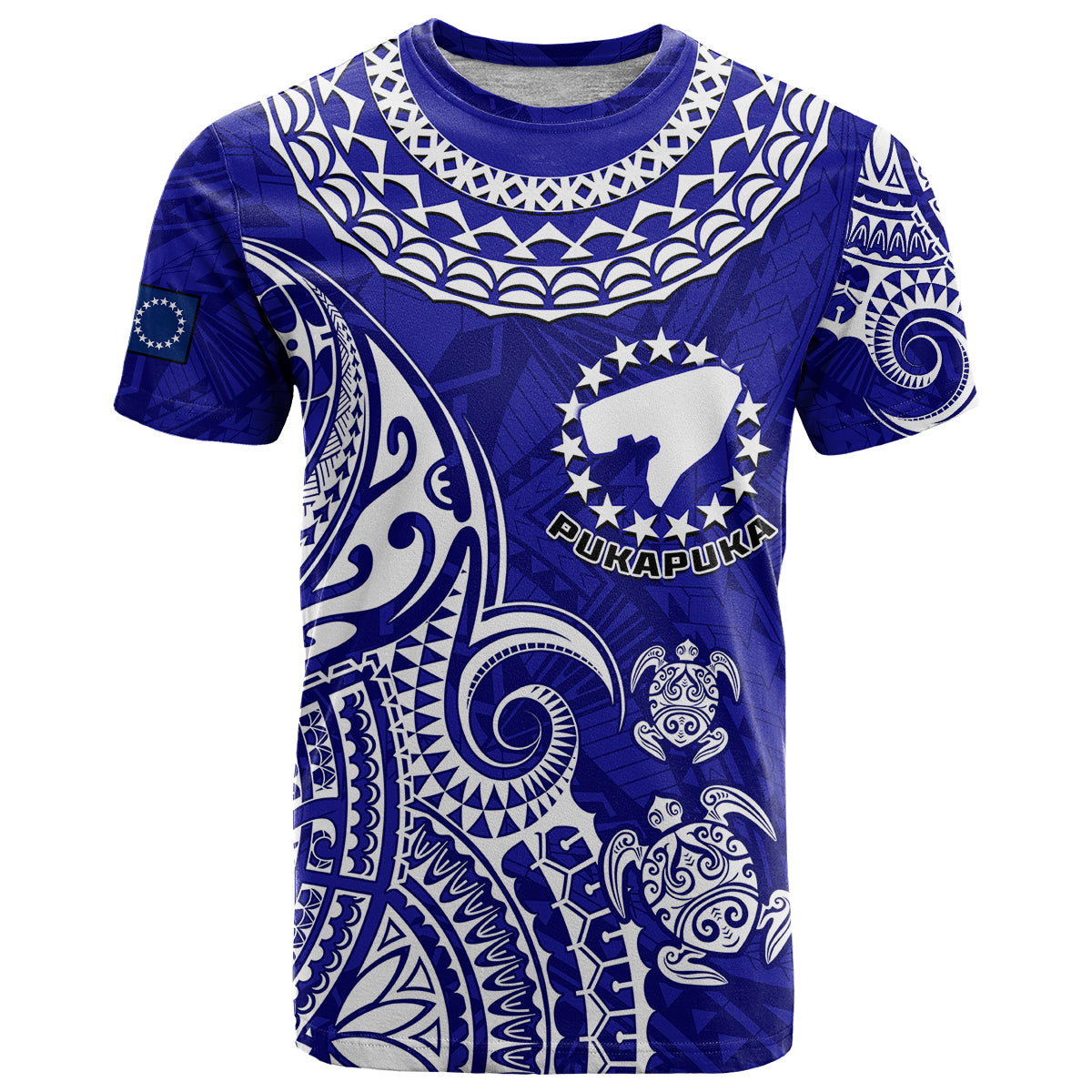 Custom Pukapuka Cook Islands Polynesian Turtle Art T Shirt LT14 Blue - Polynesian Pride