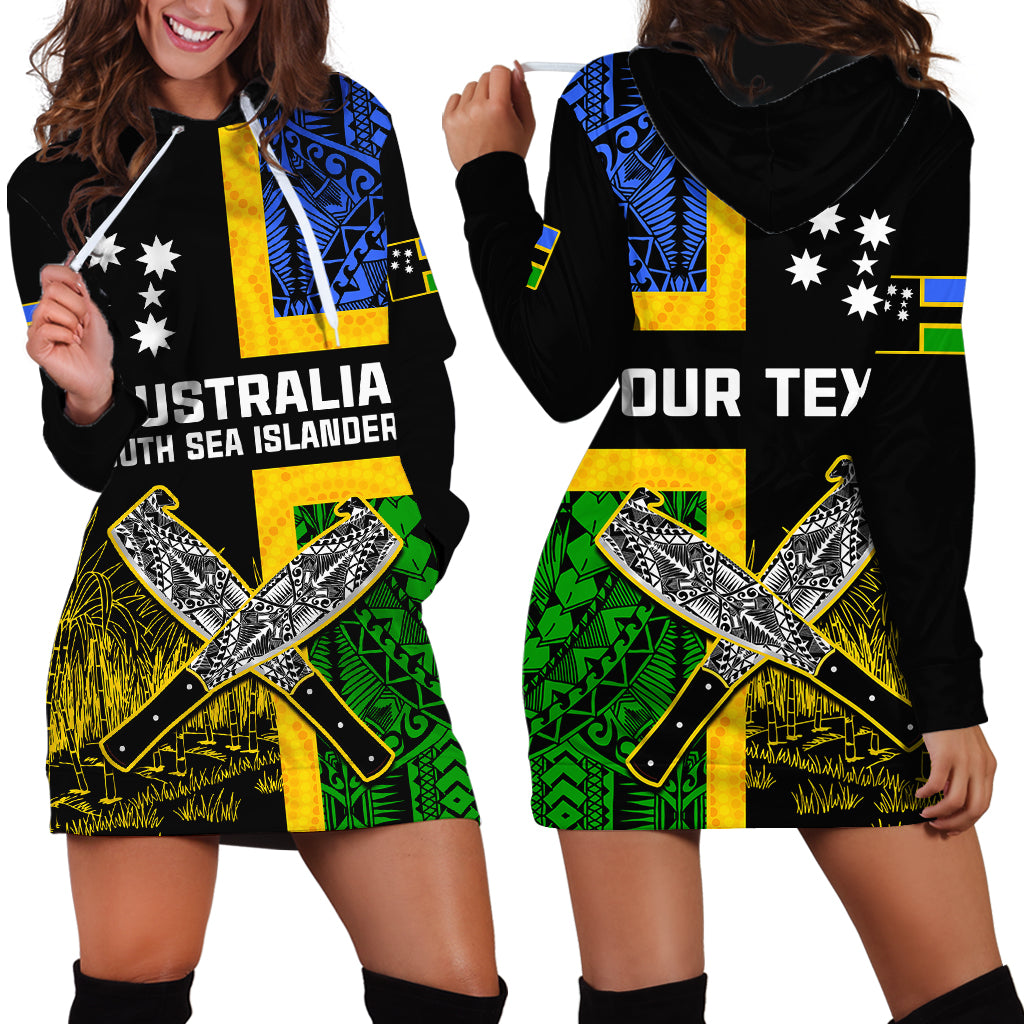 (Custom Personalised) Australian South Sea Islanders Flag Style Hoodie Dress LT14 Black - Polynesian Pride