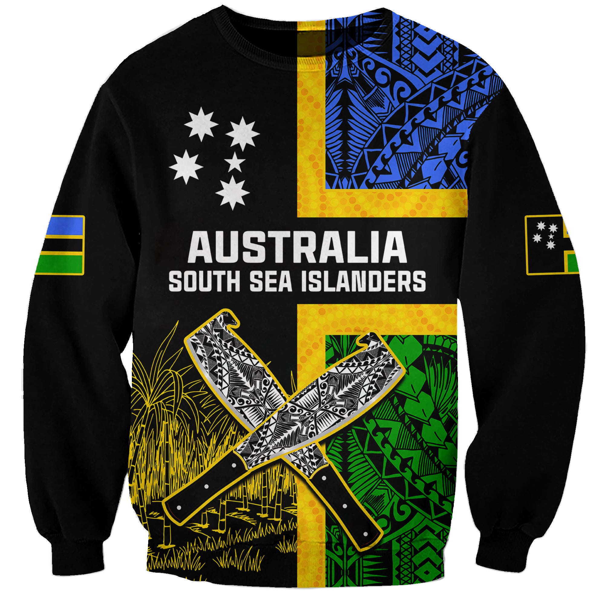 (Custom Personalised) Australian South Sea Islanders Flag Style Sweatshirt LT14 Unisex Black - Polynesian Pride