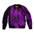 (Custom Personalised) Kakau Polynesian Tribal Hawaiian Turtle with Kanaka Maoli Purple Sleeve Zip Bomber Jacket LT9 Unisex Purple - Polynesian Pride