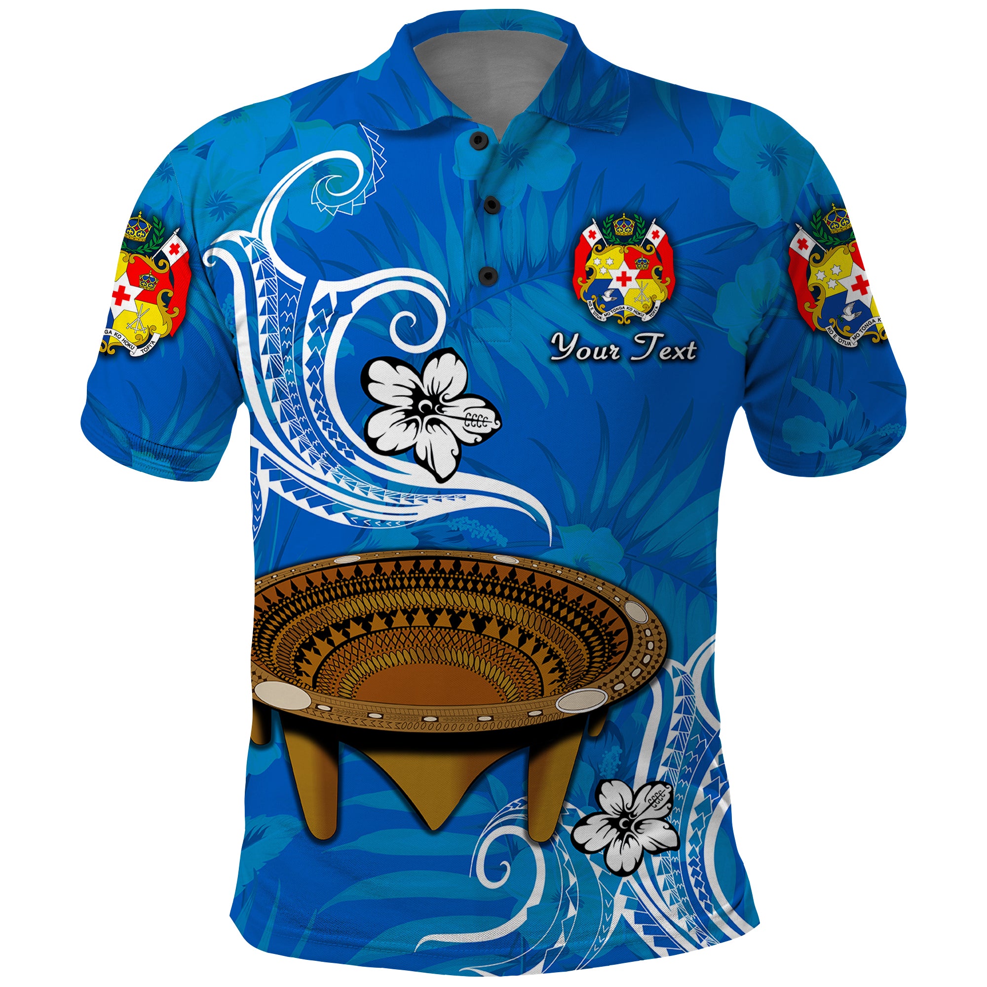 Custom Tonga Kumete Kava Bowl Sila Vibes Blue Polo Shirt LT8 Blue - Polynesian Pride