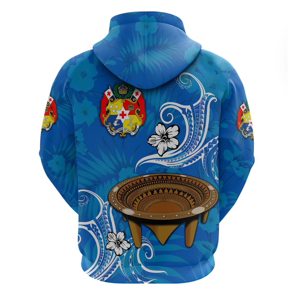 Custom Tonga Kumete Kava Bowl Sila Vibes Blue Hoodie LT8 - Polynesian Pride