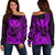 Kakau Polynesian Tribal Hawaiian Turtle with Kanaka Maoli Purple Off Shoulder Sweater LT9 Women Purple - Polynesian Pride