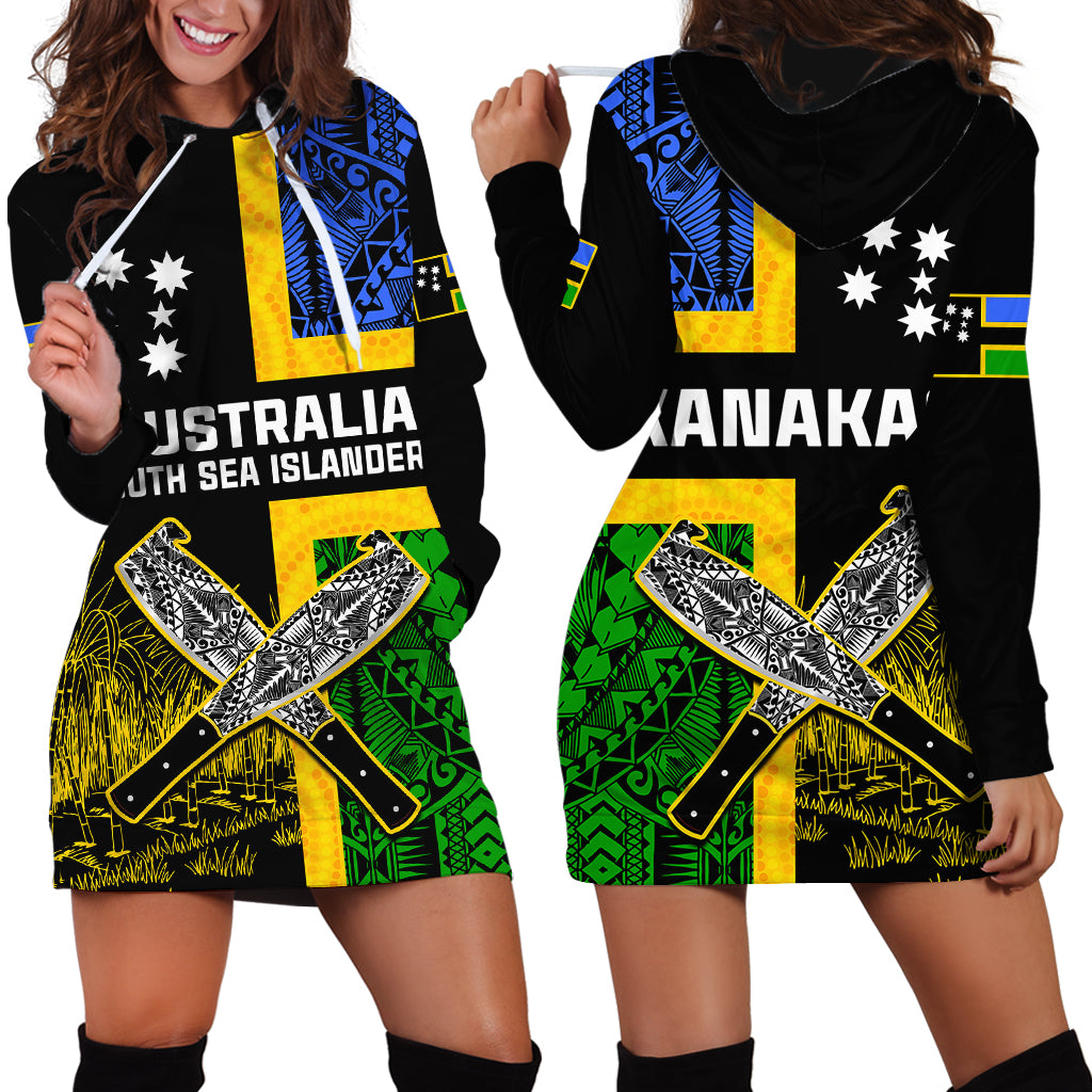 Australian South Sea Islanders Flag Style Hoodie Dress LT14 Black - Polynesian Pride